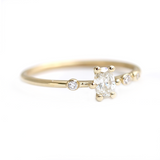 0.5ct Oval Cut Diamond Solitaire with Accents Petite Ring 14k Yellow Gold Finish