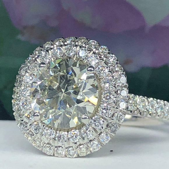 4.5ct Round Cut Diamond Engagement Ring Dual Halo Cocktail 14k White Gold Finish