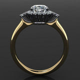 Halo Solitaire Engagement Ring 1.5ct Oval Cut VVS1D Diamond 14k Two Tone Finish