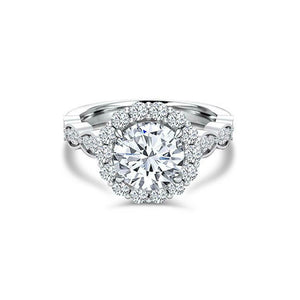 Halo Solitaire with Accent Engagement Ring 2ct Round Diamond 18k White Gold Over