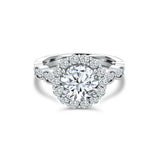 Halo Solitaire with Accent Engagement Ring 2ct Round Diamond 18k White Gold Over