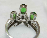 5ct Engagement Ring Oval Cut Green Emerald Crown Tiara 14k White Gold Finish