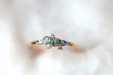 1ct Engagement Ring Round Cut Aquamarine Cluster Minimalist 14k Yellow Gold Over