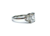 3Ct Emerald Cut Diamond Unique Trilogy Engagement Ring 18K White Gold Finish