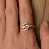 1.7ct Engagement Ring Oval Cut Diamond Round Accents Halo 14k Rose Gold Finish