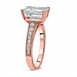 4Ct Emerald Cut Diamond with Round Accents Engagement Ring 14K Rose Gold Finish