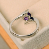 0.3ct Round Cut Purple Amethyst Engagement Ring 14k White Gold Finish Solitaire