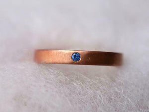 0.1ct Wedding Band Round Cut Blue Sapphire Anniversary 14k Rose Gold Finish