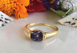 1.1ct Engagement Ring Oval Cut Purple Amethyst Solitaire 14k Yellow Gold Finish