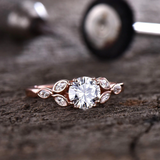 1ct Round Cut Diamond Engagement Ring 14k Rose Gold Over Art Deco Floral Promise