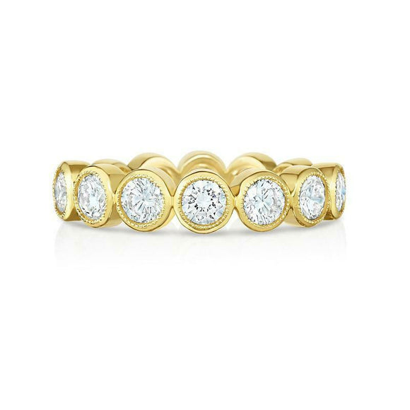 2ct Round Cut Diamond Wedding Band 14k YellowGold Finish Bezel Set Full Eternity