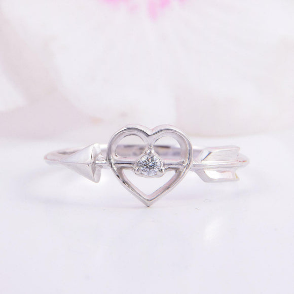 0.15ct Round Cut Diamond Engagement Ring Heart Arrow Promise 14k White Gold Over