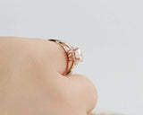 2ct Oval Cut Morganite Engagement Ring Diamond Halo Split Band 14k RoseGold Over