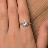 1.2ct Engagement Ring Round Cut Diamond Flower Solitaire 14k White Gold Finish