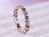 2ct Round Cut Blue Sapphire Alternate Amethyst Eternity Band 14k Rose Gold Over