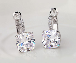 2.5Ct Cushion Cut VVS1/D Diamond Daily Wear Drop Earrings 14K White Gold Finish