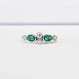 0.3ct Oval Cut Green Emerald Unique Stylish Engagement Ring 14k WhiteGold Finish