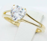 Split Shank Engagement Ring 0.5ct Heart Cut VVS1D Diamond 14k Yellow Gold Finish