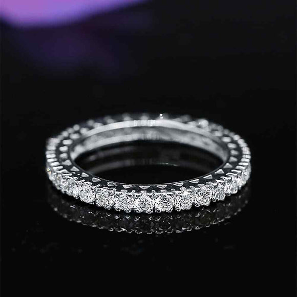 2ct Round Cut Diamond Wedding Ring Band 14k White Gold Finish Full Eternity