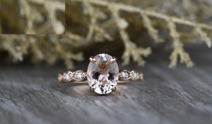 2ct Oval Cut Peach Morganite Engagement Ring 14k Rose Gold Over Accent Solitaire