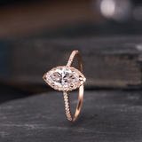 1ct Marquise Cut Diamond Engagement Ring 14k Rose Gold Over Halo Marquise Shape