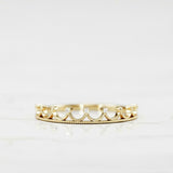 Princess Crown Engagement Ring 0.35ct Round Cut Diamond 14k Yellow Gold Finish