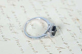 1.6ct Cushion Black Diamond Engagement Ring Halo Solitaire 14k White Gold Finish