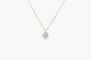 0.7ct Marquise Cut Diamond Solitaire Cluster Pendant Chain 14k YellowGold Finish