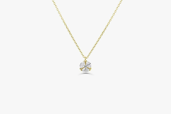 0.7ct Marquise Cut Diamond Solitaire Cluster Pendant Chain 14k YellowGold Finish