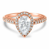 2.5ct Pear Cut Diamond Accents Halo Solitaire Engagement Ring 14k Rose Gold Over