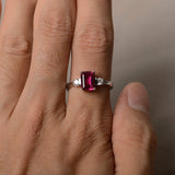 1.2ct Emerald Cut Pink Ruby Engagement Ring 14k White Gold Finish Diamond Accent