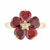 5ct Engagement Ring Heart Cut Red Garnet Floral Women 14k Yellow Gold Finish