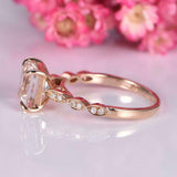 1.5ct Princess Cut Peach Morganite Accents Solitaire Ring 14k Rose Gold Finish