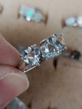 2.5ct Heart Cut Blue Aquamarine Split Shank Trilogy Ring 14k White Gold Finish