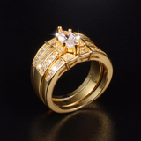 3ct Marquise Cut VVS1D Diamond Engagement Ring 14k Yellow Gold Finish Trio Set