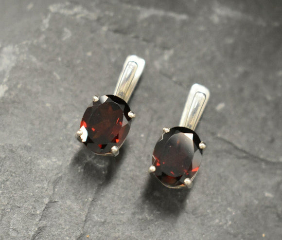 2ct Drop Earrings Oval Cut Red Garnet Solitaire Design 14k White Gold Finish