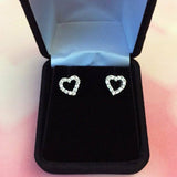 0.5ct Round Cut VVS1 D Diamond Heart Stud Earrings Women 14k White Gold Finish