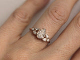 Solitaire with Accent Engagement Ring 1ct Pear Cut Diamond 14k Rose Gold Finish