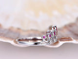 2ct Pear Cut Pink Ruby Crown Design Wedding Engagement Ring 14k WhiteGold Finish