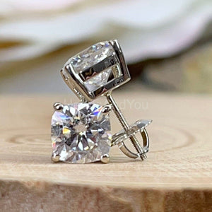 1ct Cushion Cut Simulated Diamond Solitaire Stud Earrings 14k White Gold Plated