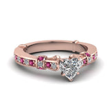 1ct Heart Cut Diamond Pink Stone Solitaire Engagement Ring 14k Rose Gold Finish