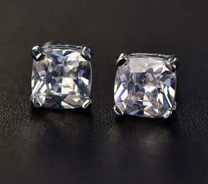 2ct Stud Earrings Cushion Cut Diamond Solitaire Women 14k White Gold Finish