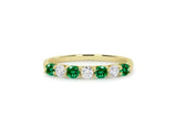 1.2ct Round Cut Green Emerald Half Eternity Wedding Band 14k Yellow Gold Finish