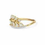 1.3ct Engagement Ring Round Diamond Leaf Design Cocktail 14k Yellow Gold Finish