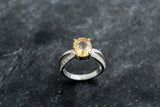 1.6ct Engagement Ring Oval Cut Yellow Citrine Split Shank 14k White Gold Finish