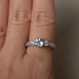 1ct Round Cut Blue Aquamarine Engagement Ring 14k White Gold Over Diamond Accent