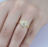 1.5ct Round Cut Diamond Engagement Ring Pyramid Inspired 14k Yellow Gold Finish