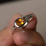 0.75ct Oval Cut Yellow Citrine Solitaire Engagement Ring 14k White Gold Finish