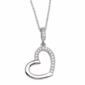 1ct Round Cut VVS1D Diamond Open Heart Pendant 14k White Gold Finish NO CHAIN