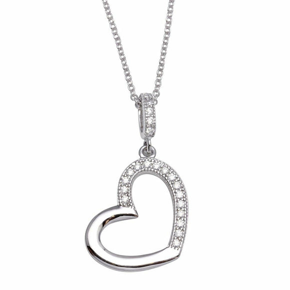 1ct Round Cut VVS1D Diamond Open Heart Pendant 14k White Gold Finish NO CHAIN